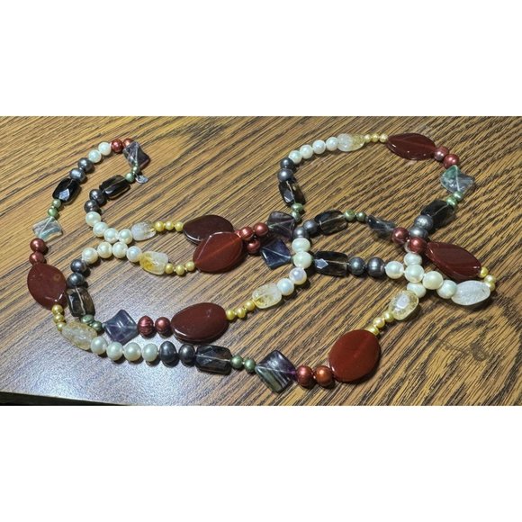 CGI Mid Century Modern 54" Multiple Semi-Precious and Cultured Pearl Necklace - Picture 1 of 8